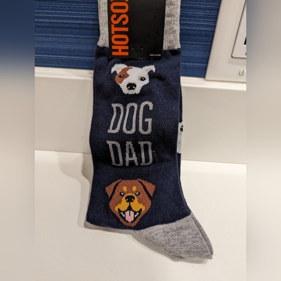 "DOG DAD" men's crew socks by hot socks - New SZ 6-12 shoe size - Picture 3 of 8